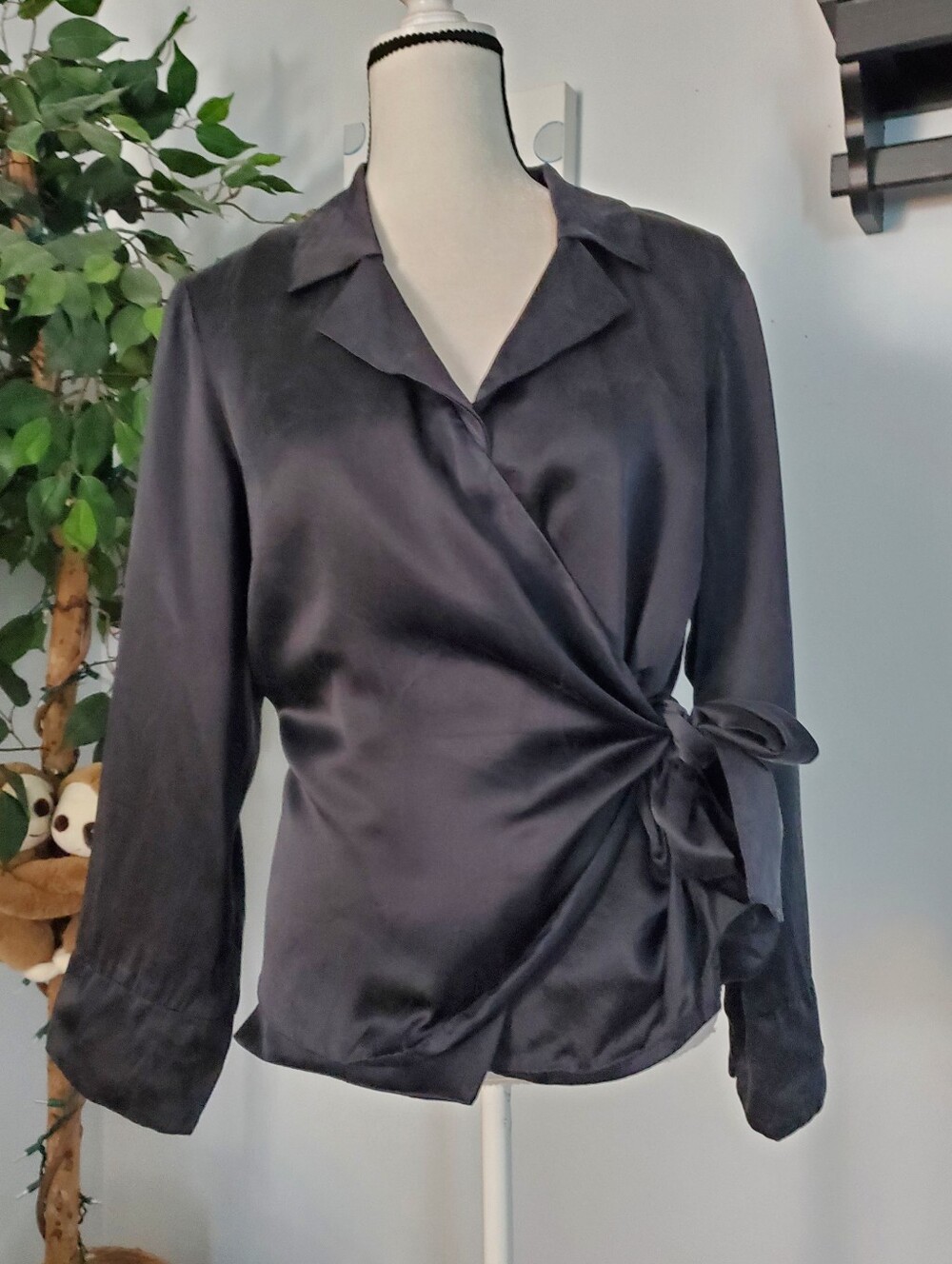 VIE BY VICTORIA ROYAL Silk Wrap Blouse 14